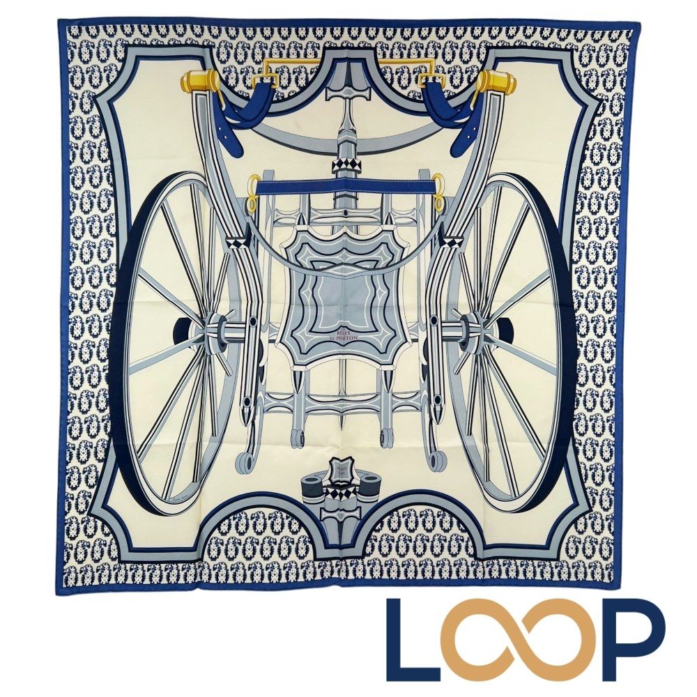 エルメス □美品□ カレ90 スカーフ 四輪馬車の車輪 LES ROUES DE