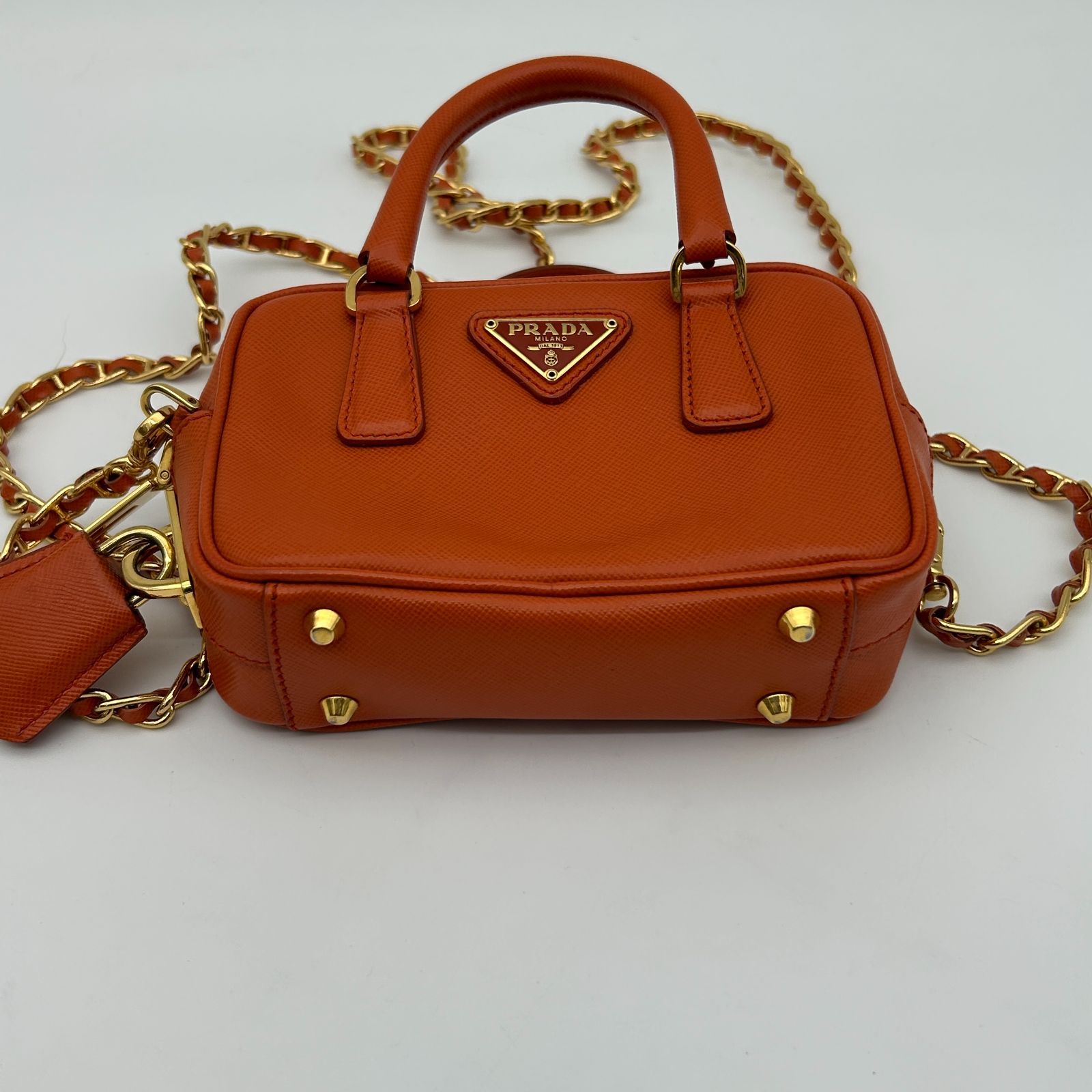 PRADA（プラダ） オレンジ サフィアーノレザー ショルダーバッグ