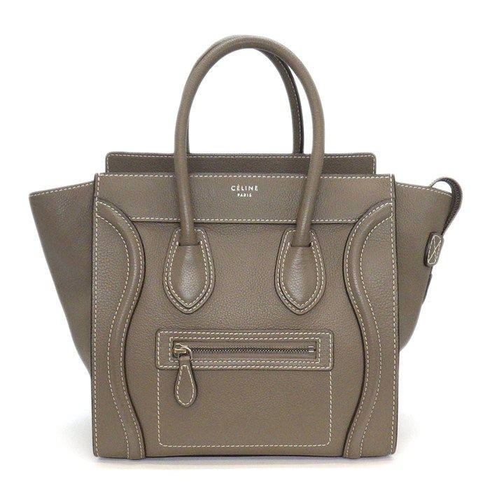 セリーヌ CELINE ハンドバッグ ラゲージ マイクロ 167793LUG.09SO スリ ドラムドカーフスキン シルバー金具 【中古】