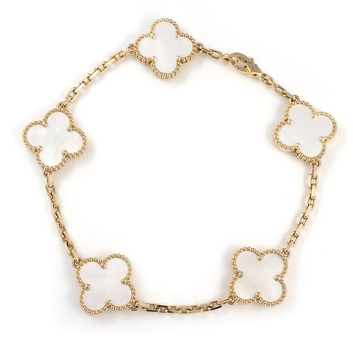 ヴァンクリーフ＆アーペル Van Cleef & Arpels ブレスレット ヴィンテージアルハンブラ 5モチーフ VCARA41800 ホワイト シェル K18YG 【中古】