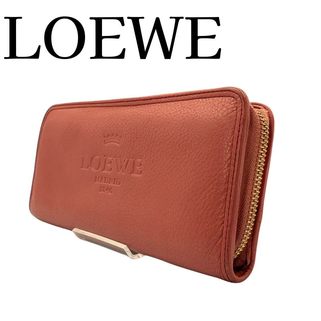 LOEWE ロエベ 長財布 ラウンドファスナー マドリード1846 レザー ピンク系