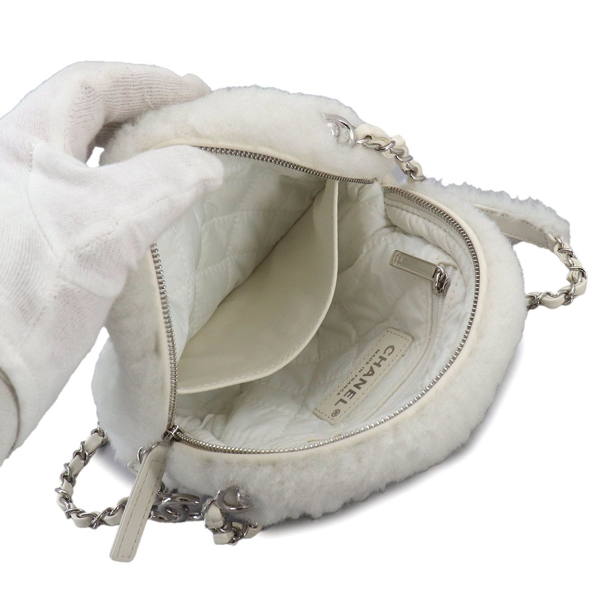 未使用 展示品 シャネル CHANEL ファー チェーン ショルダー バッグ