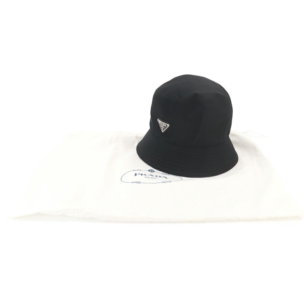 新品同様 プラダ PRADA トライアングルロゴ バケットハット 帽子 