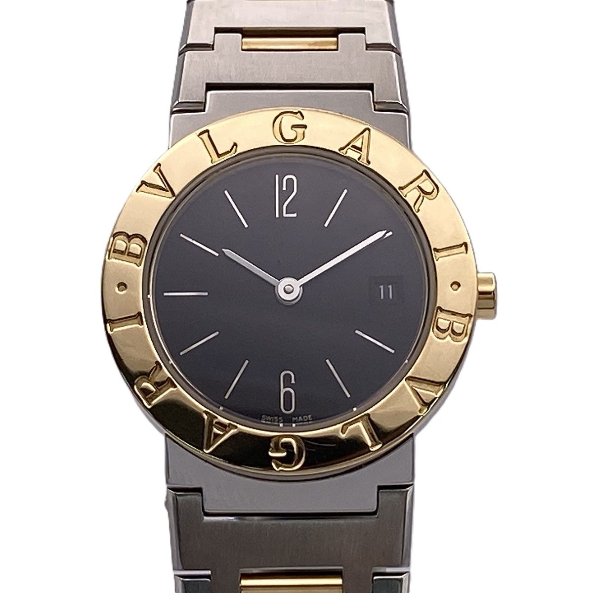 BVLGARI ブルガリ ブルガリブルガリ クオーツ 腕時計 BB26SGD レディース K18イエローゴールド ステンレス ブラック文字盤 ゴールド コンビ クオーツ 中古
