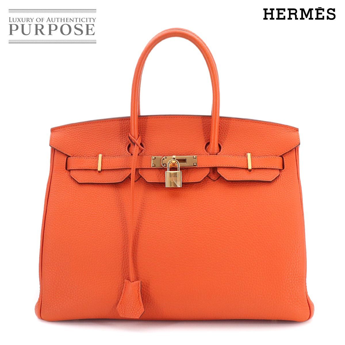 新品同様 エルメス HERMES バーキン35 トゴ フーオレンジ ハンド