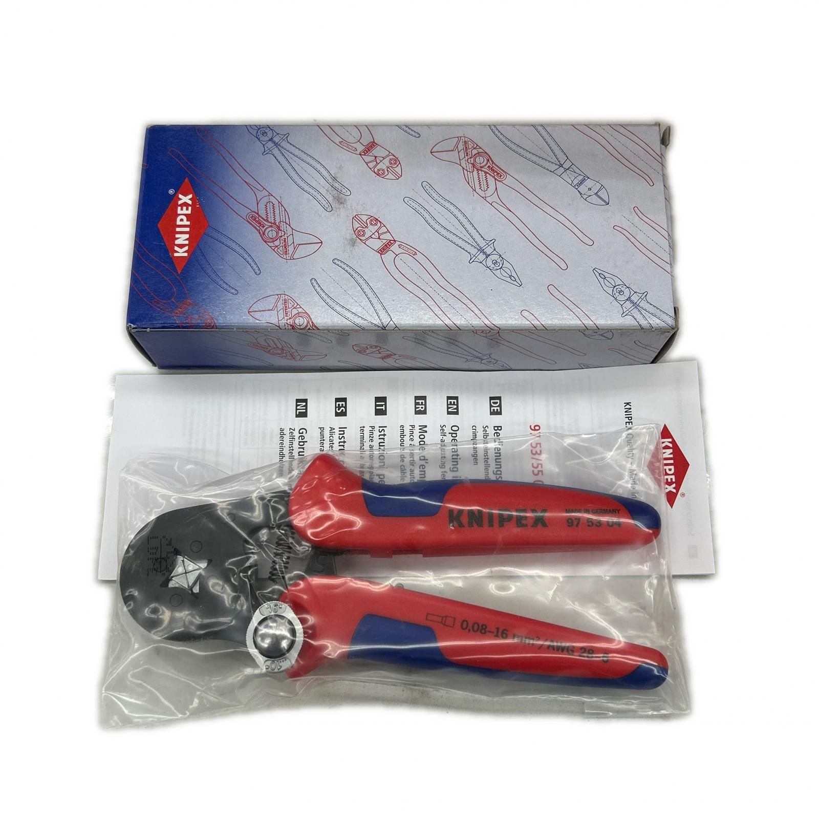 KNIPEX クニペックス エンドスリーブ用自動調整圧着ペンチ 975304 レッド