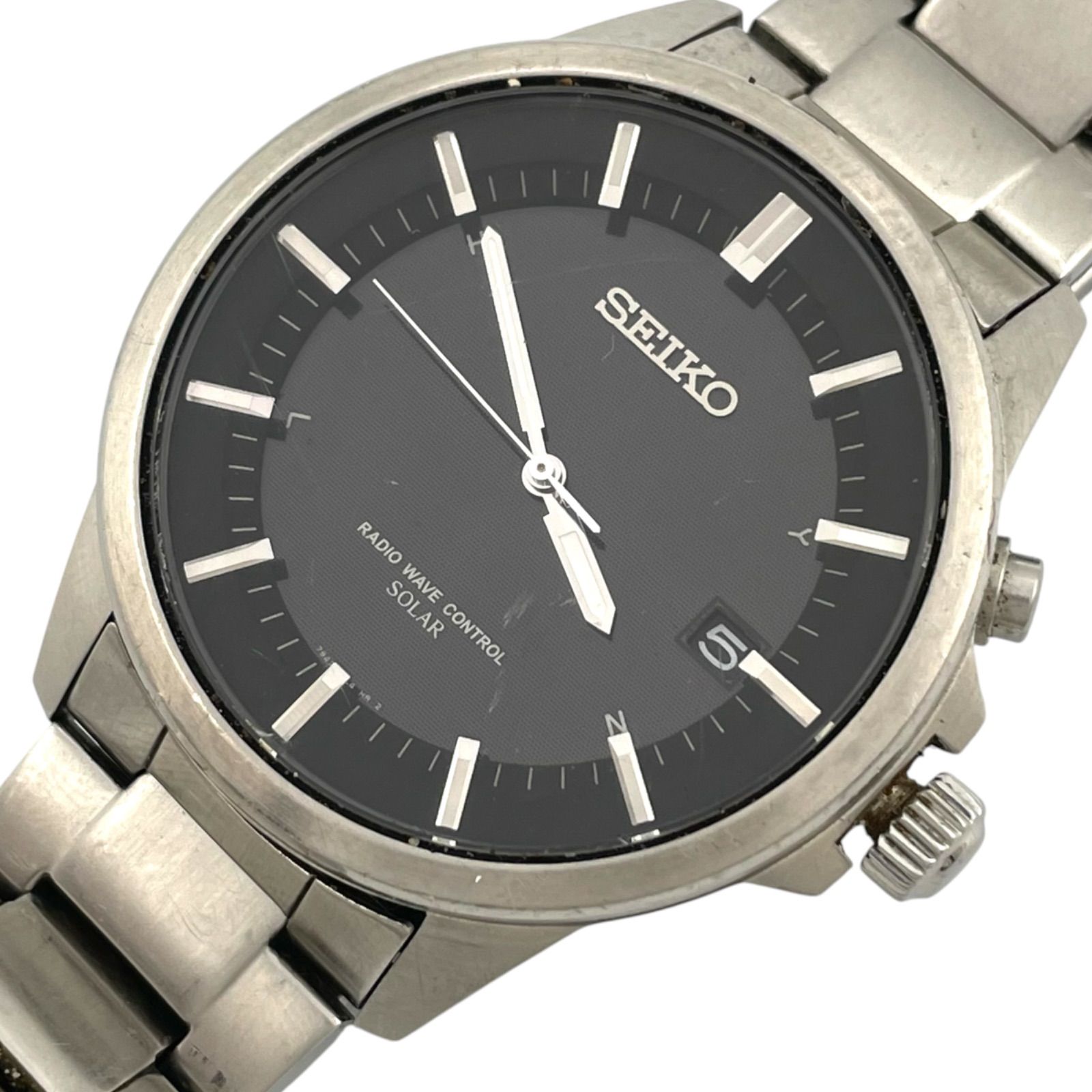 Operation/Translation Seiko SEIKO Watch Radio Wave Solar Spirit SBTM127 7B42-0AT0 Analog 3 Hand Quartz Spirit Date Black Dial Metal Band Silver Black Genuine Strap [a55]