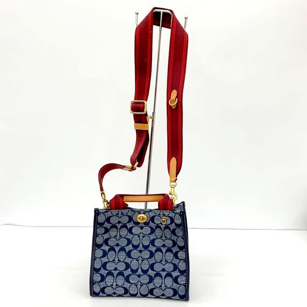 COACH コーチ 2WAY トート 22 シグネチャー シャンブレー ハンドバッグ