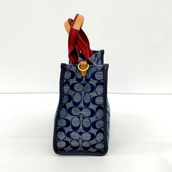 COACH コーチ 2WAY トート 22 シグネチャー シャンブレー ハンドバッグ