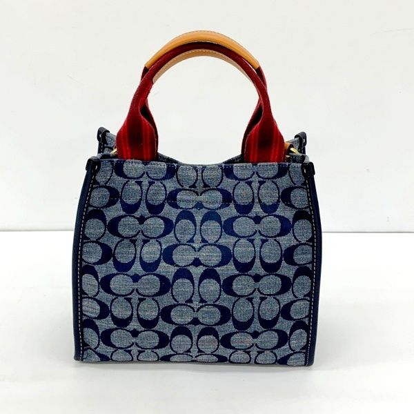 【極美品/カード付】コーチ 3663 シャンブレー トート2way ハンドバッグ COACH コーチ 2WAY トート 22 シグネチャー シャンブレー ハンドバッグ
