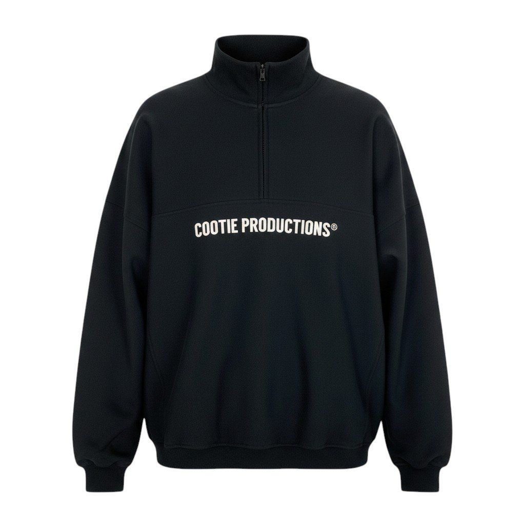 52f29 COOTIE PRODUCTIONS クーティー 21aw Poyester Twill Half Zip L/S Tee ツイルハーフジップ プルオーバー サイズL ブラック ポリエステル100％ メンズ 紳士服o07t