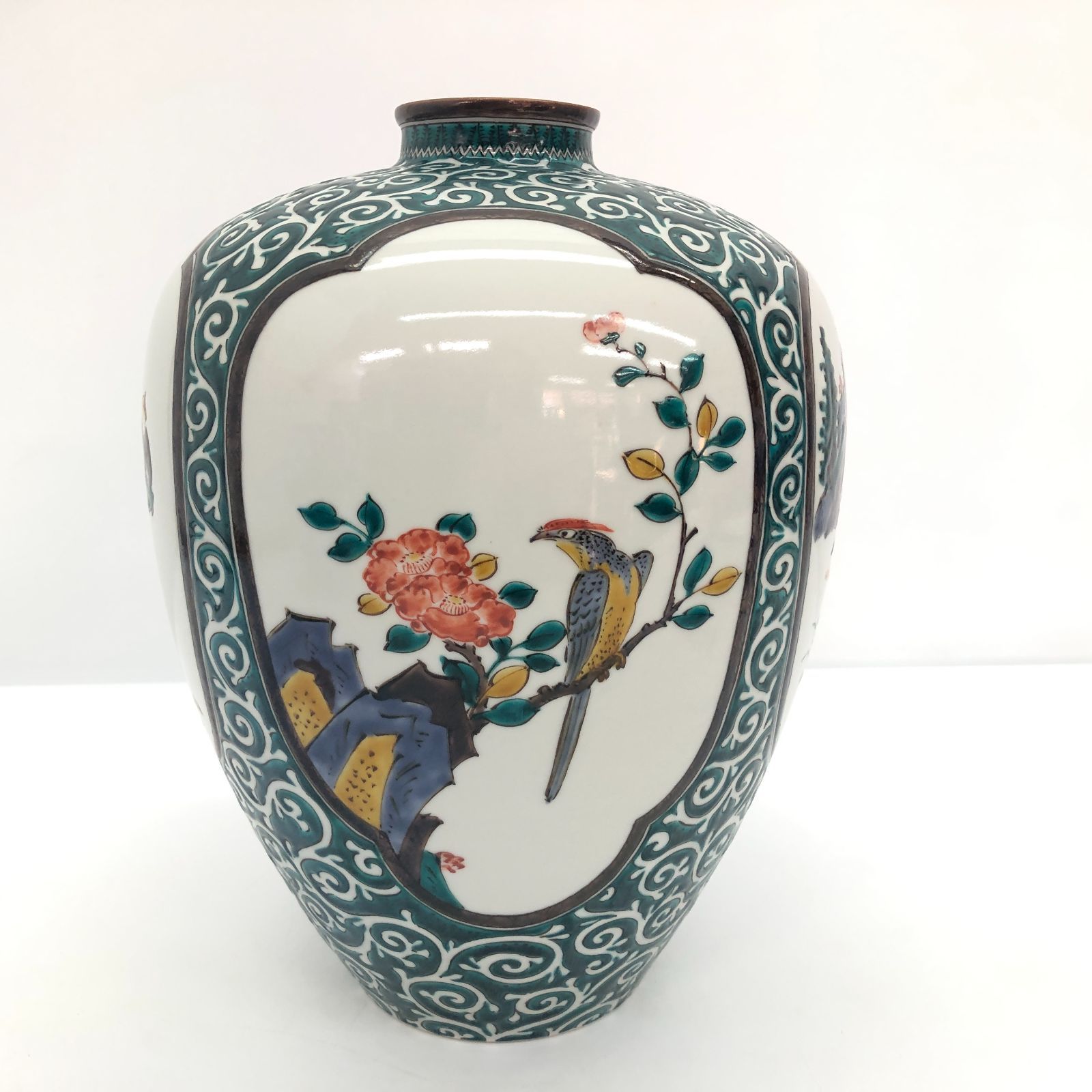 美品】九谷焼 三代三ツ井為吉 花瓶 花器 花入 花生 フラワーベース 