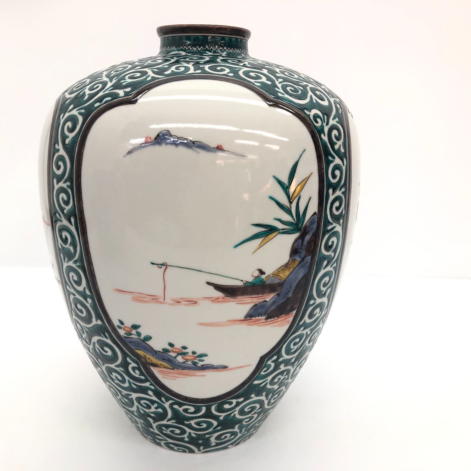 美品】九谷焼 三代三ツ井為吉 花瓶 花器 花入 花生 フラワーベース