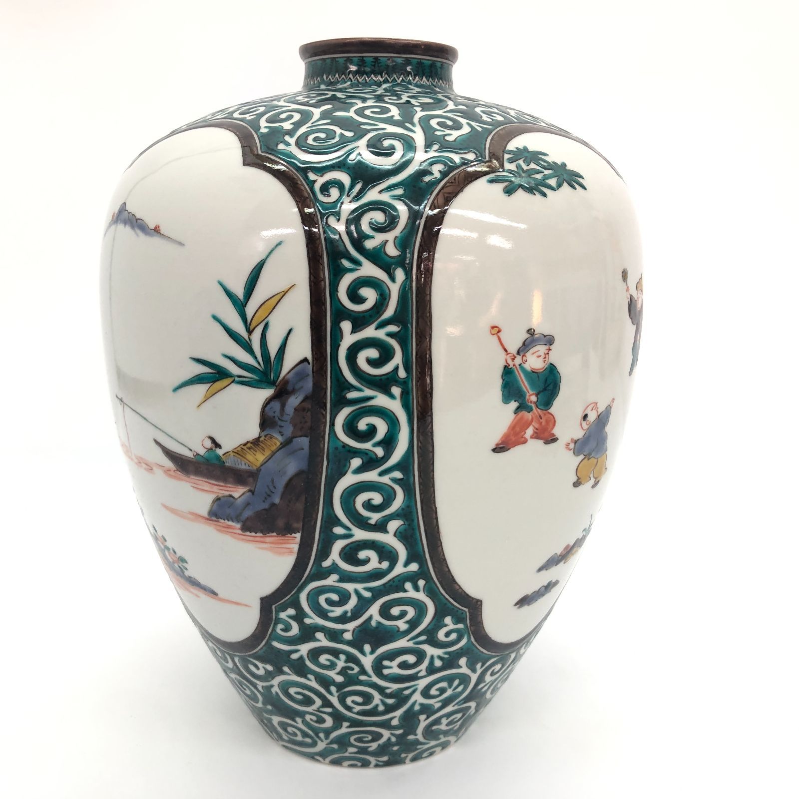 美品】九谷焼 三代三ツ井為吉 花瓶 花器 花入 花生 フラワーベース
