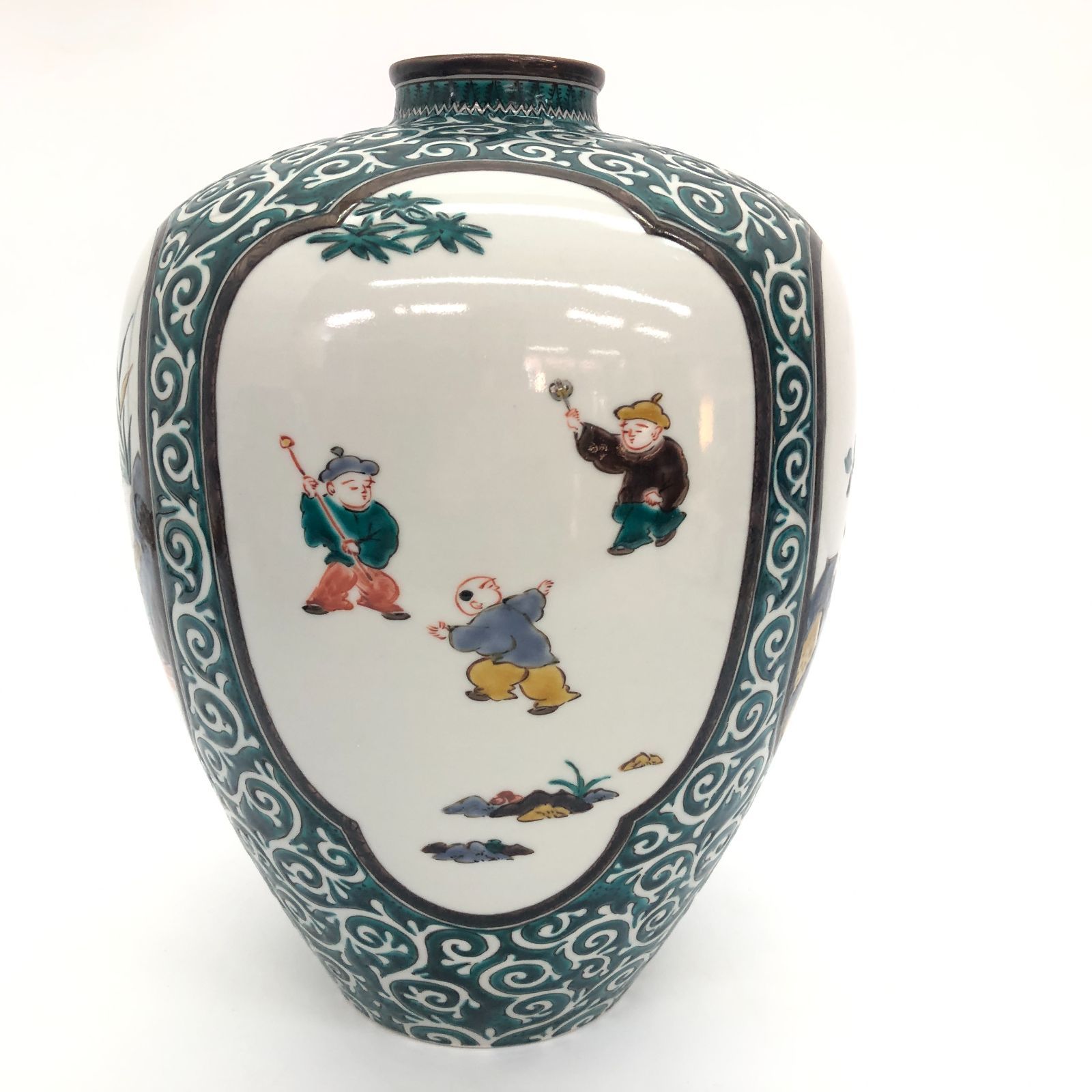美品】九谷焼 三代三ツ井為吉 花瓶 花器 花入 花生 フラワーベース