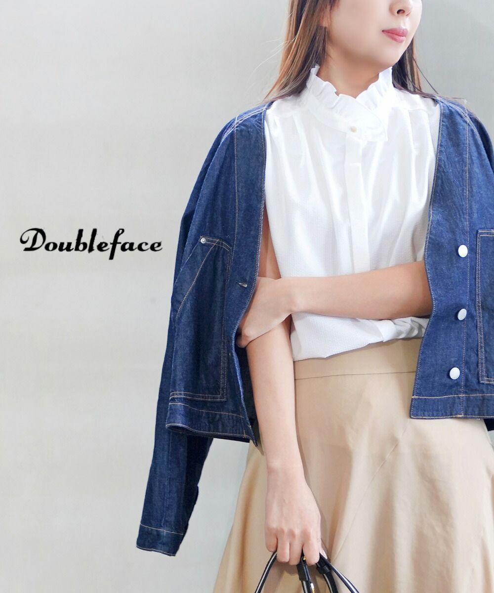 【30%OFF】ダブルフェーストーキョー Doubleface tokyo ブラウス シャツ トップス フレンチスリーブ ノースリーブ スタンドカラー きれいめ オフィス・140046-0502401(レディース)
