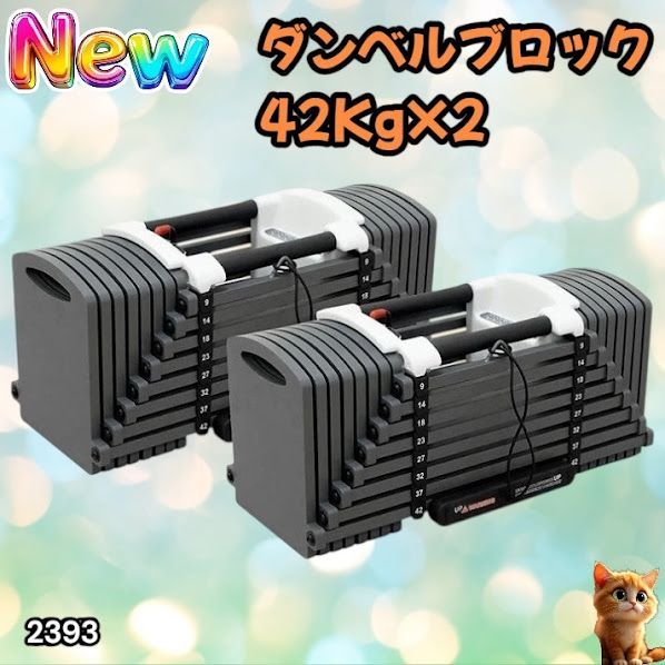 #2393 可変式 ブロック ダンベル 42kg 2個セット 簡単 重量 調整 可能 省スペース 収納可能 安心 安全 ロック機能 ※北海道、沖縄本島、沖縄の離島、その他離島へは別途配送料有り