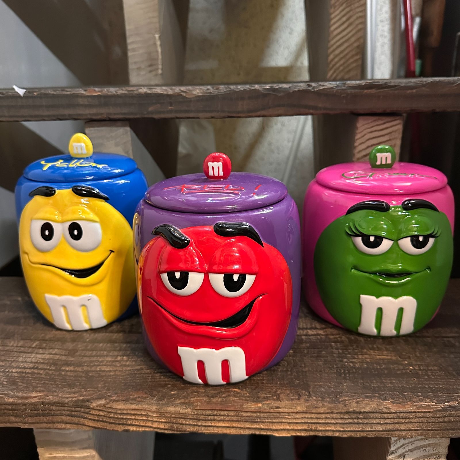 2003 Mars社公認 ギャラリー社製 m&m's 陶器製クッキージャー3点セット