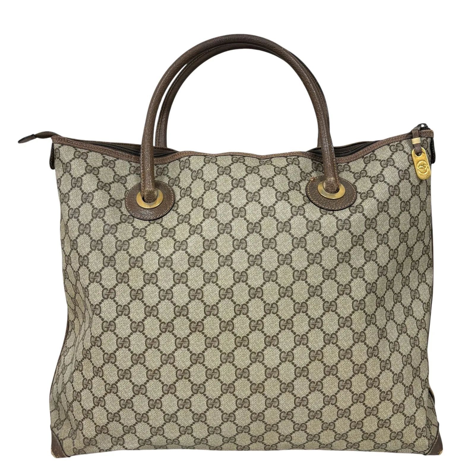 GGスプリーム トートバッグ PVC BRW GUCCI / オールドグッチ】 GGスプリーム トートバッグ PVCレザー