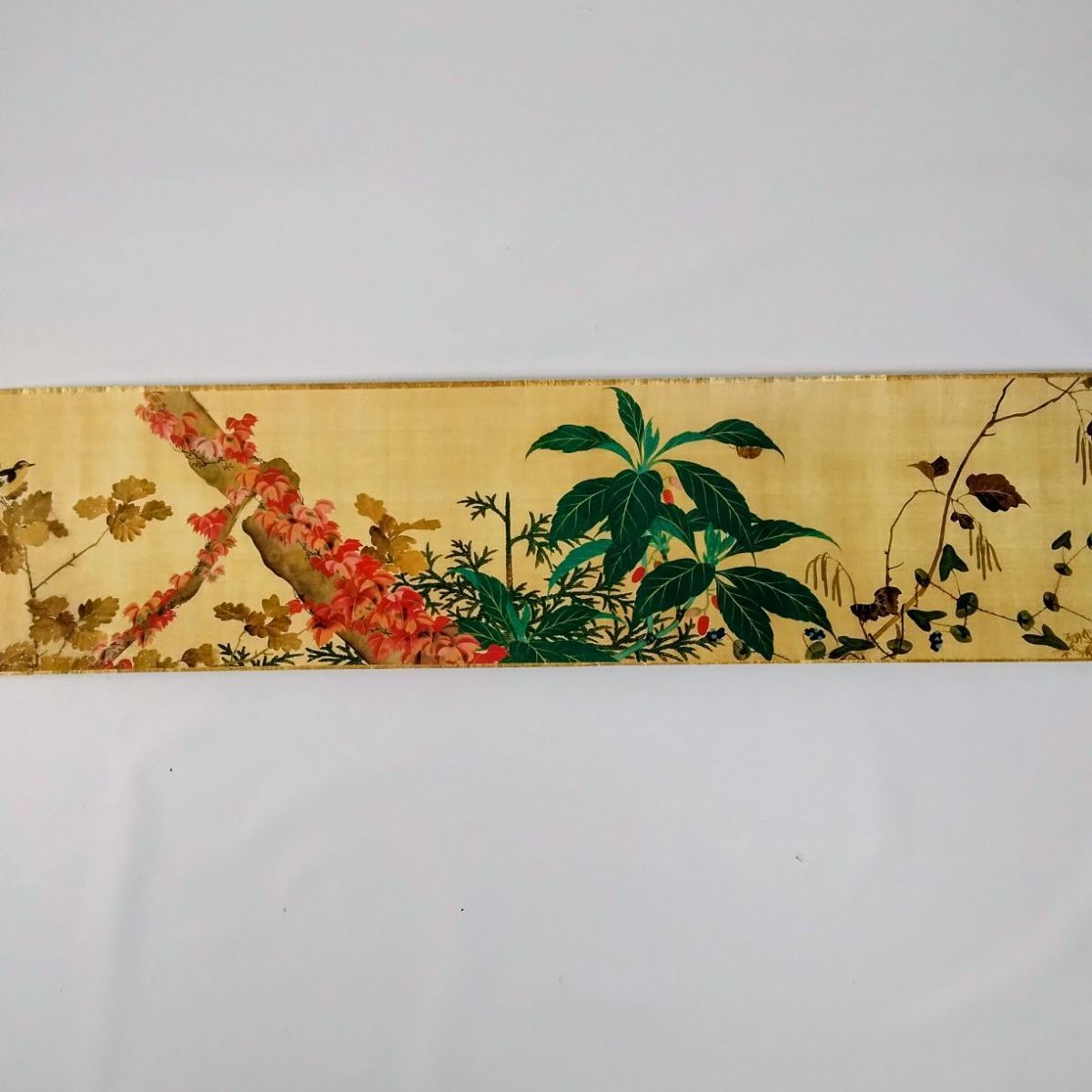 美品 掛け軸 酒井抱一筆 四季花鳥図(2・5・8・11月) 4本セット 保証書付 酒井抱一 四季花鳥図巻 上下巻 2巻セット 春夏 秋冬 東京国立博物館