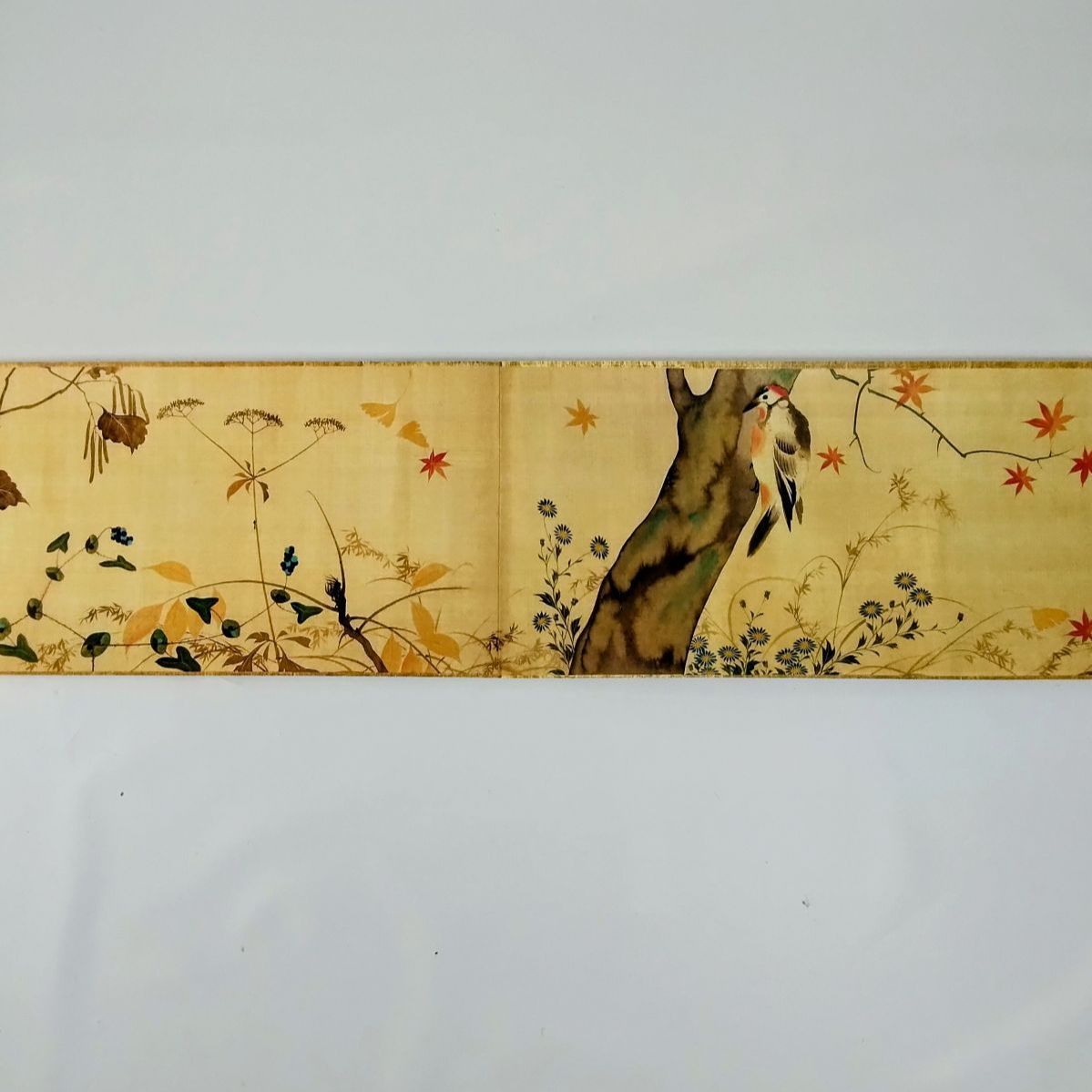 美品 掛け軸 酒井抱一筆 四季花鳥図(2・5・8・11月) 4本セット 保証書付 酒井抱一 四季花鳥図巻 上下巻 2巻セット 春夏 秋冬 東京国立博物館