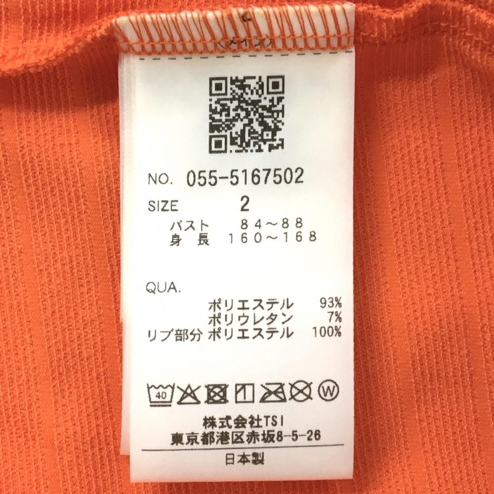 美品】パーリーゲイツ 半袖ハイネックシャツ オレンジ レディース 2(L