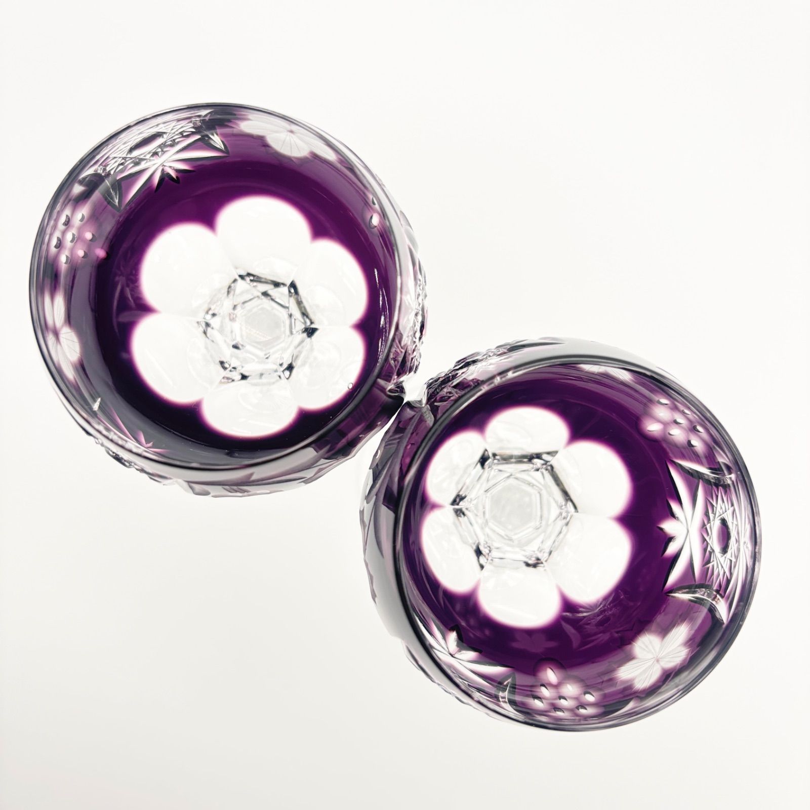 稀少 / 美品】ボヘミアクリスタル 切子 ワイングラス 2客セット