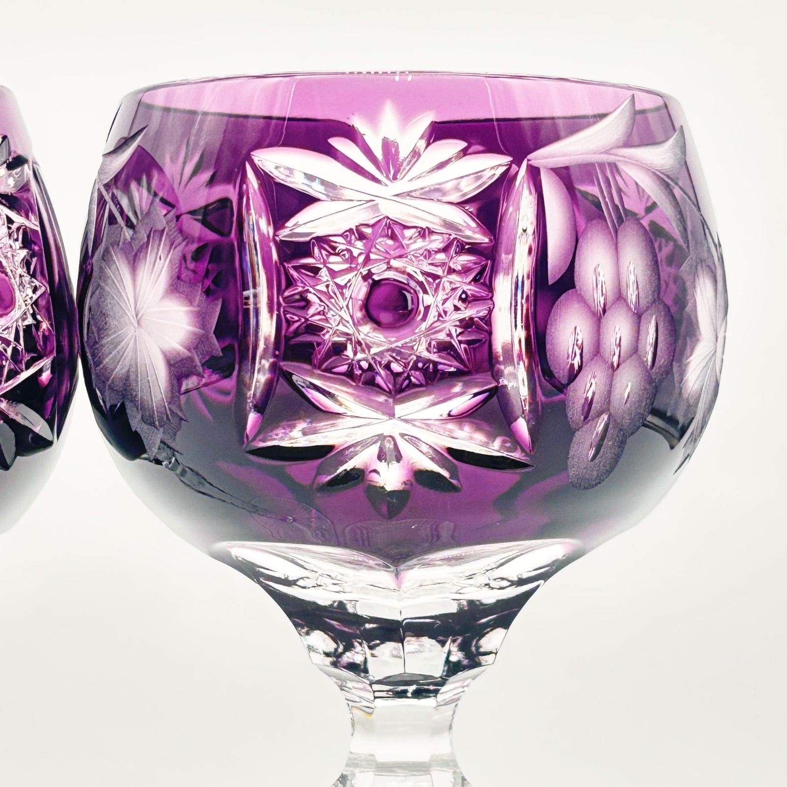 稀少 / 美品】ボヘミアクリスタル 切子 ワイングラス 2客セット