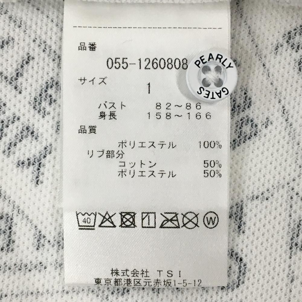 レア品【新品タグ付き】パーリーゲイツ 半袖トップス サイズ1 パーリーゲイツ 半袖ポロシャツ 白×ネイビー ロゴタグ総柄 レディース