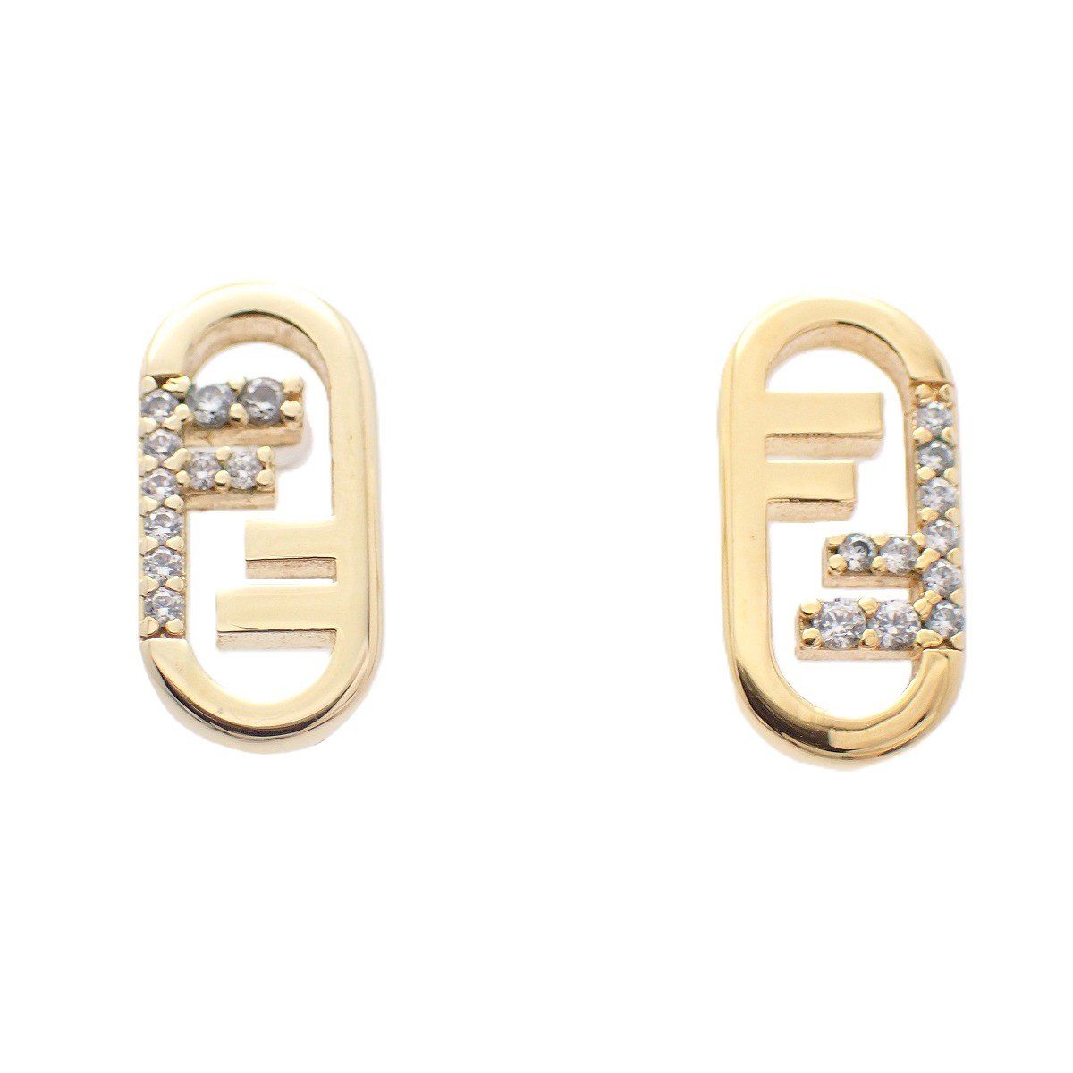 FENDI フェンディ オーロック ピアス ゴールド色金具/ラインストーン