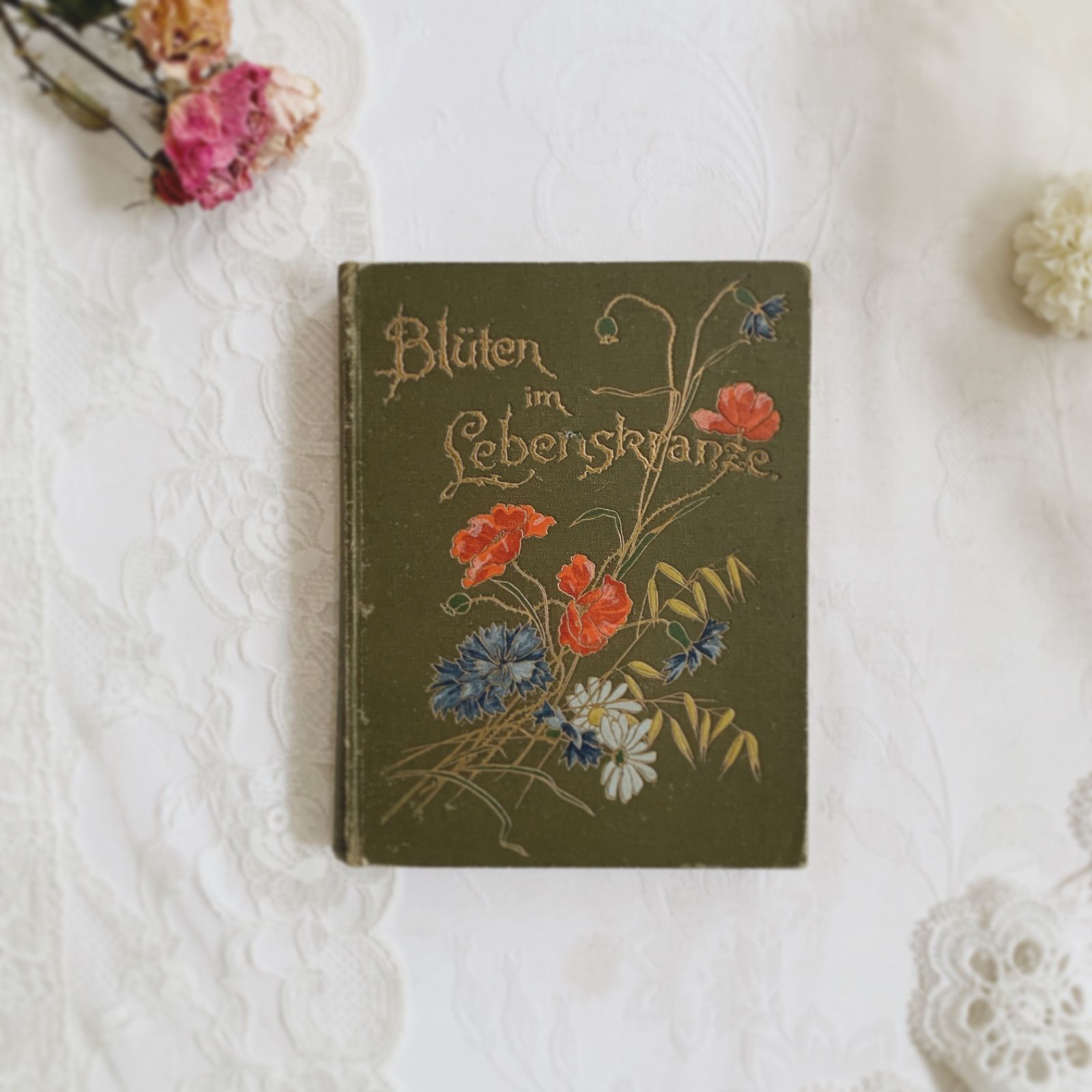 19世紀末出版 アンティーク詩集 Blüten/アンティーク本/古書/クロモ