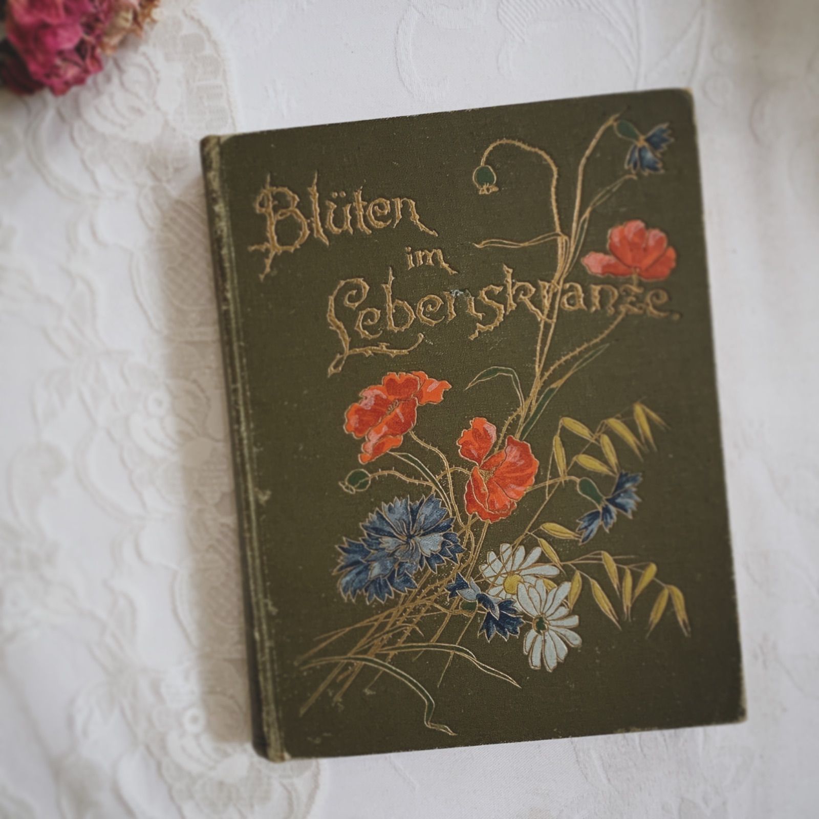 19世紀末出版 アンティーク詩集 Blüten/アンティーク本/古書/クロモ