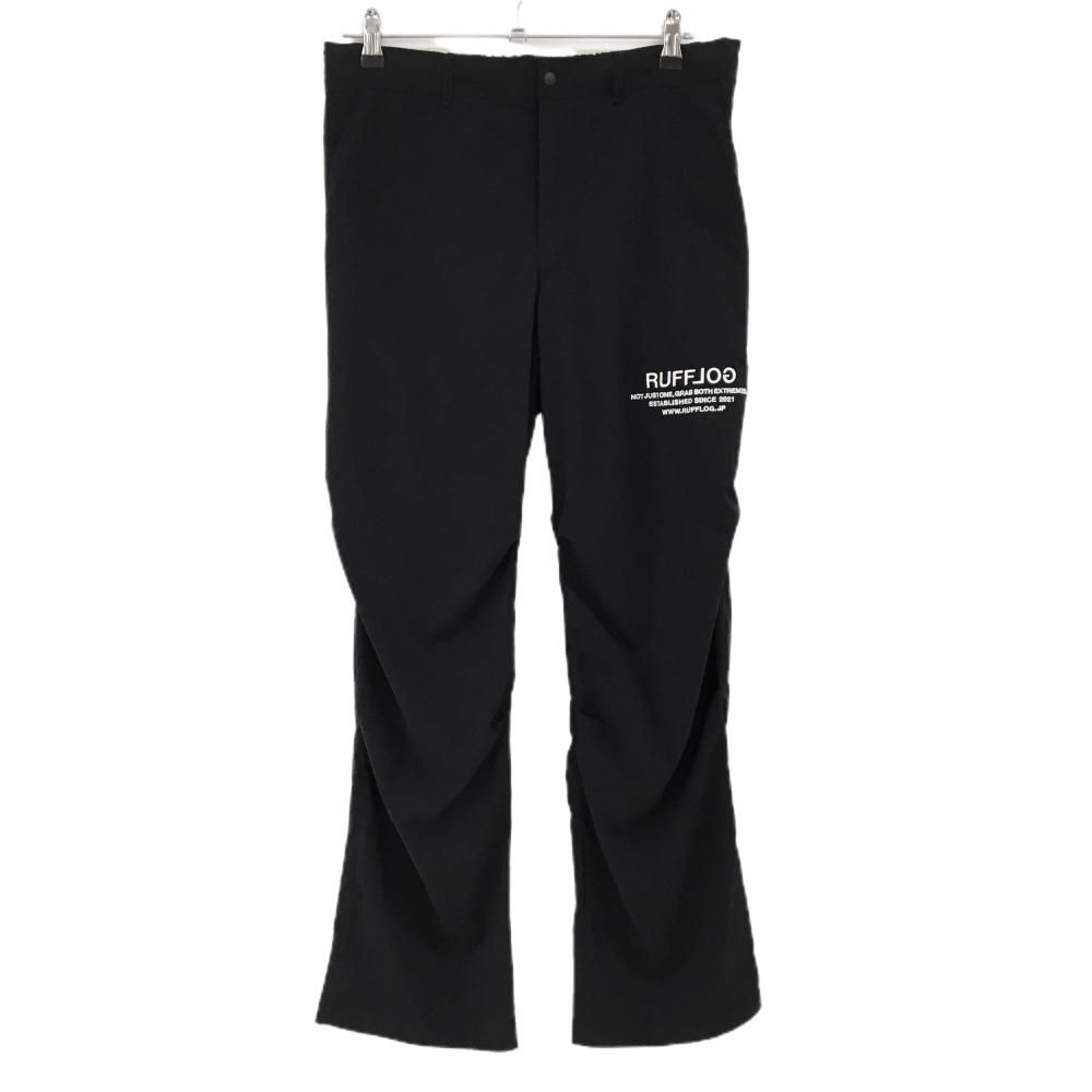 新品】ラフロッグ パンツ 黒 ナイロン ロゴ刺しゅう メンズ L ゴルフ