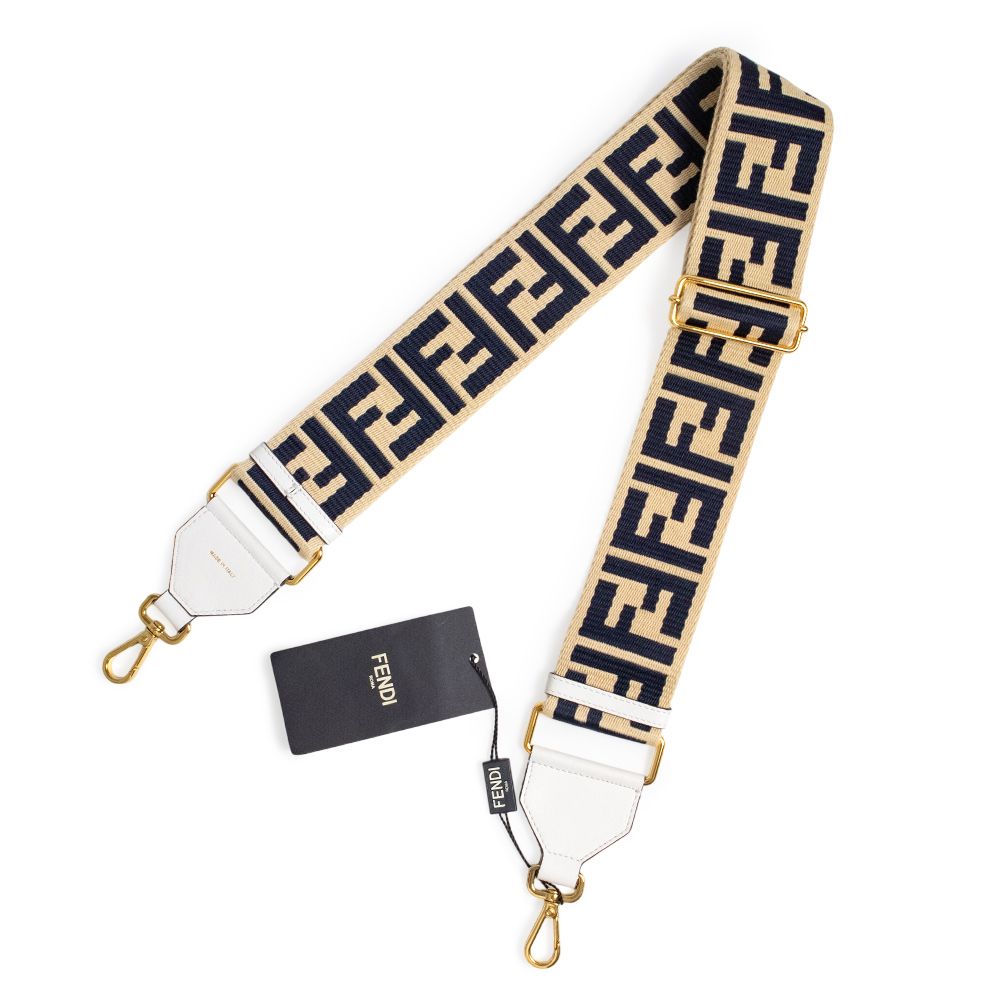 s*s様 フェンディ ストラップユー FF柄 ゴールド金具 正規品 美品 フェンディ 8AV134 ストラップ ユー FFロゴ ファブリック カーフスキン