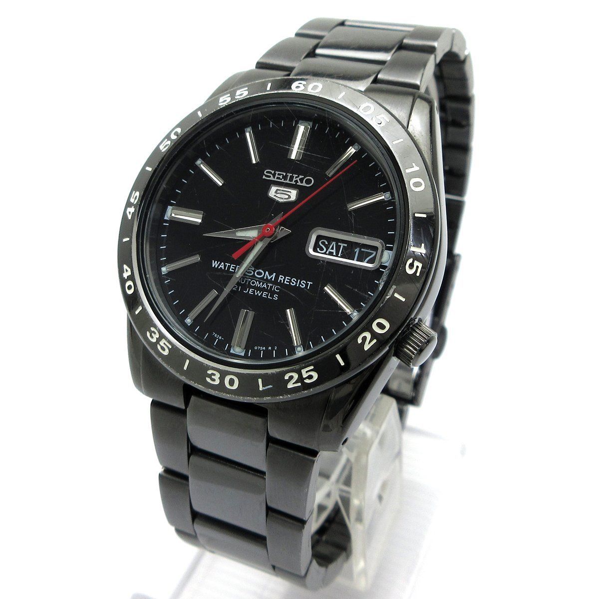 SEIKO セイコー セイコー5 オートマチック メンズ デイデイト 黒 7S26