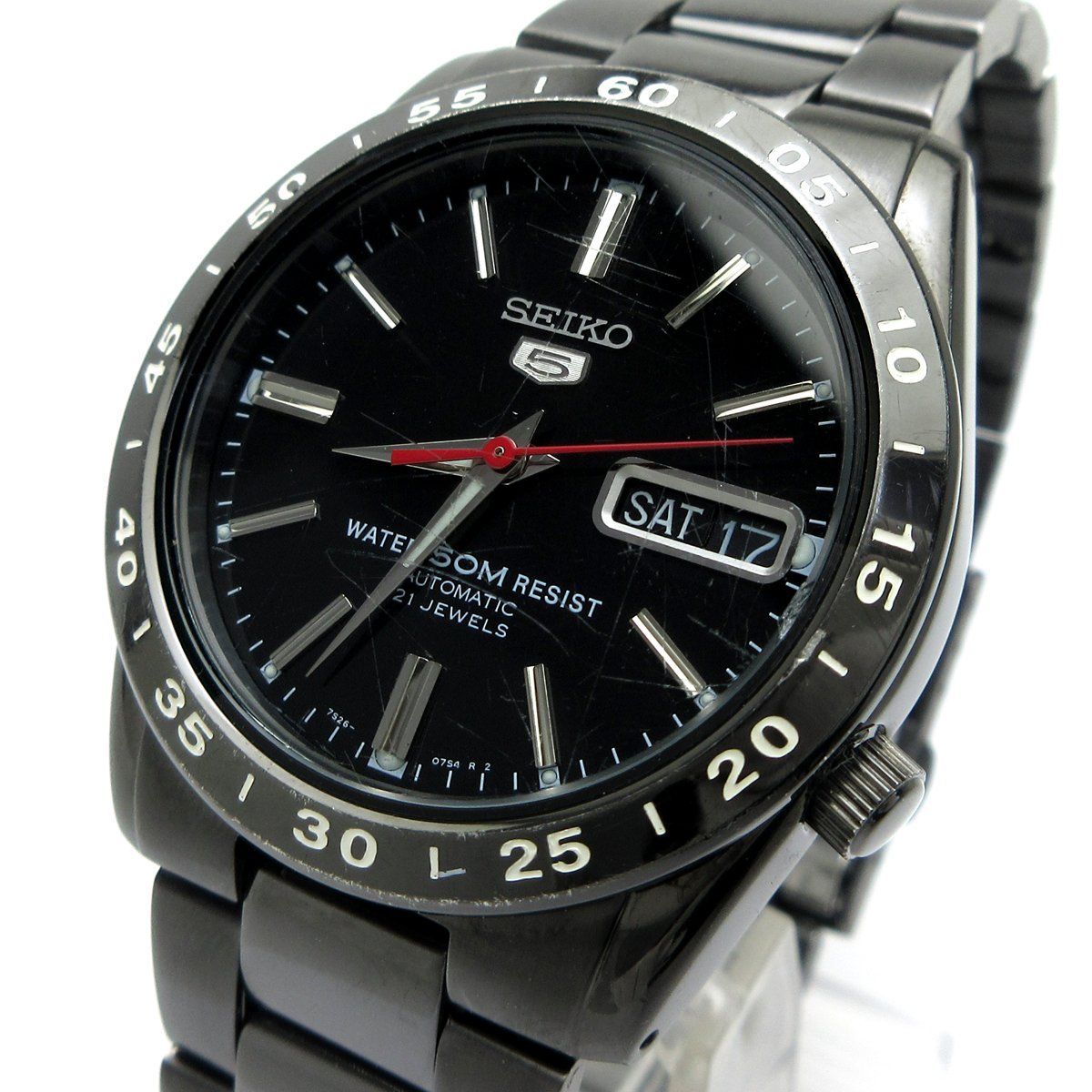 SEIKO セイコー セイコー5 オートマチック メンズ デイデイト 黒 7S26