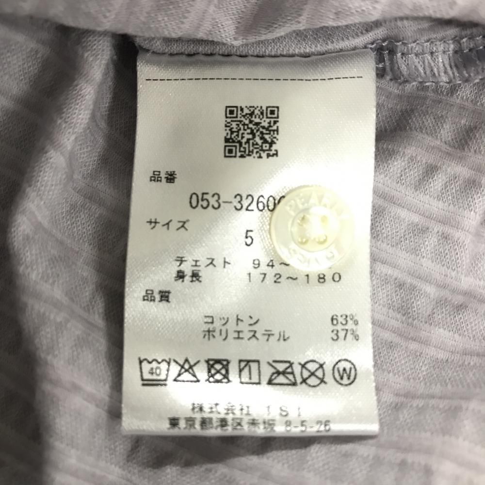 パーリーゲイツ 半袖ポロシャツ グレー×白 ストライプ メンズ 5(L