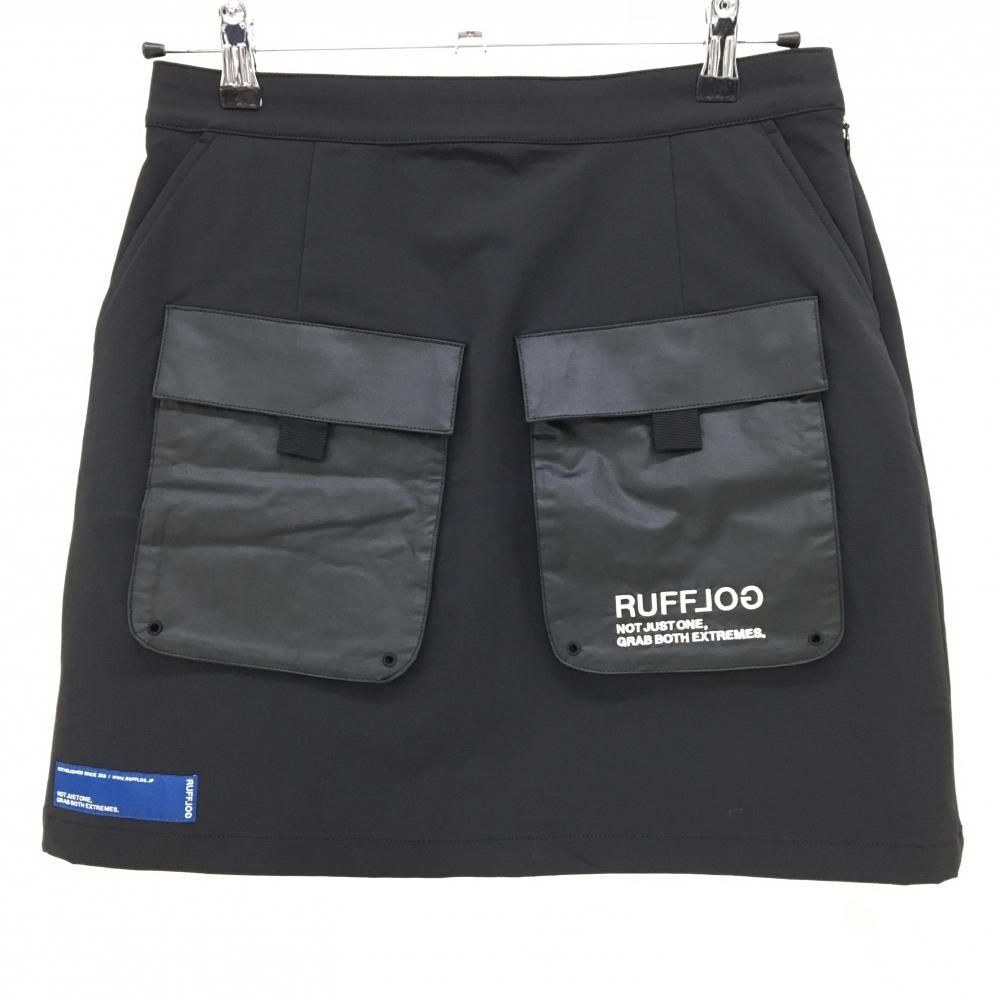 XS ラフロッグ RUFFLOG レディース ゴルフ スカート ブラック 新品】ラフロッグ スカート 黒 前異素材ポケット レディース M ゴルフ