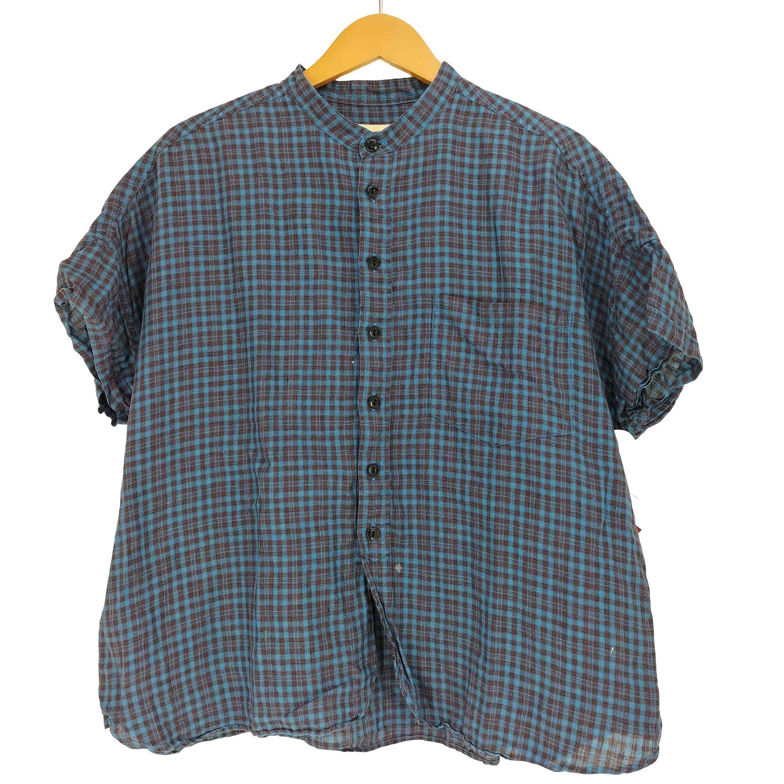 ビームスボーイ BEAMS BOY 24SS リネン チェック スタンドカラー 
