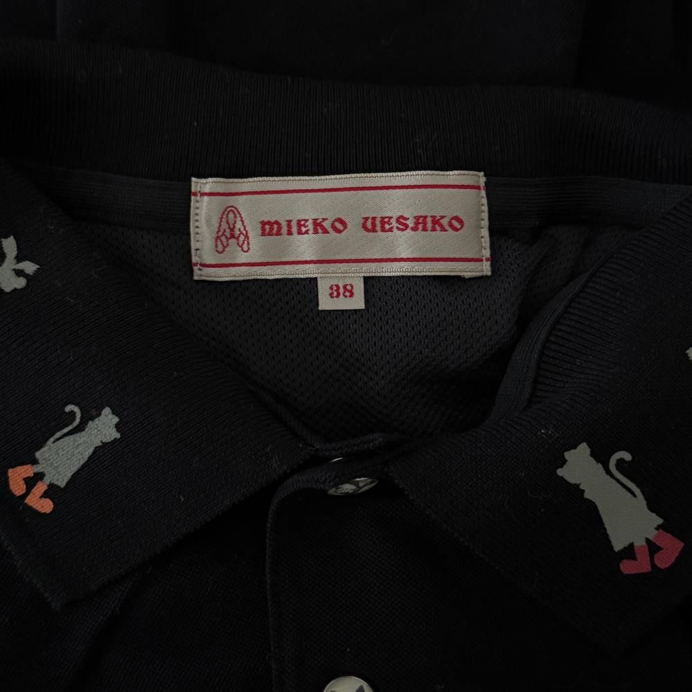 ミエコ ウエサコ MIEKO UESAKO ポロシャツ 襟刺繍 猫ワッペン ポケット