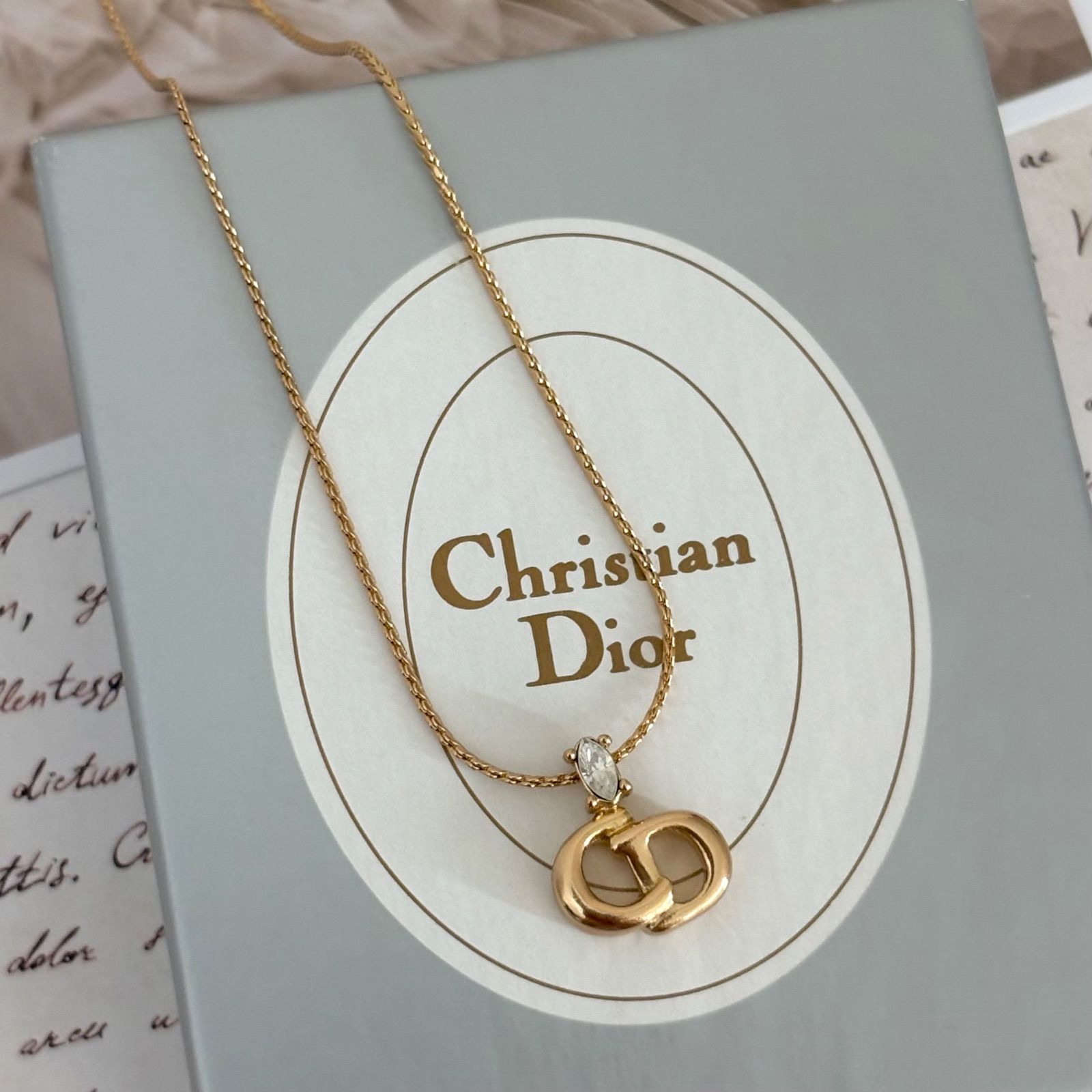 箱付き】【極美品】クリスチャンディオール ネックレス CDロゴ GP