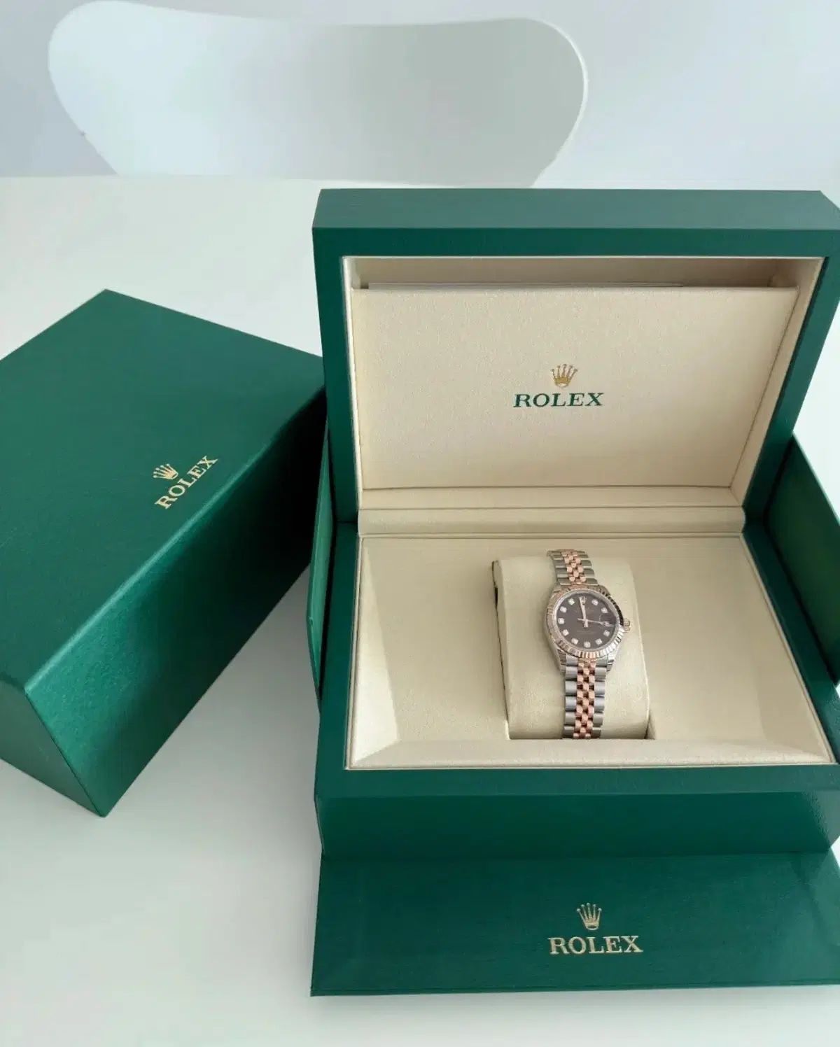 ROLEX レディジャスト 28MM 279171 チョコ10Pダイヤジュビリー ローズゴールド