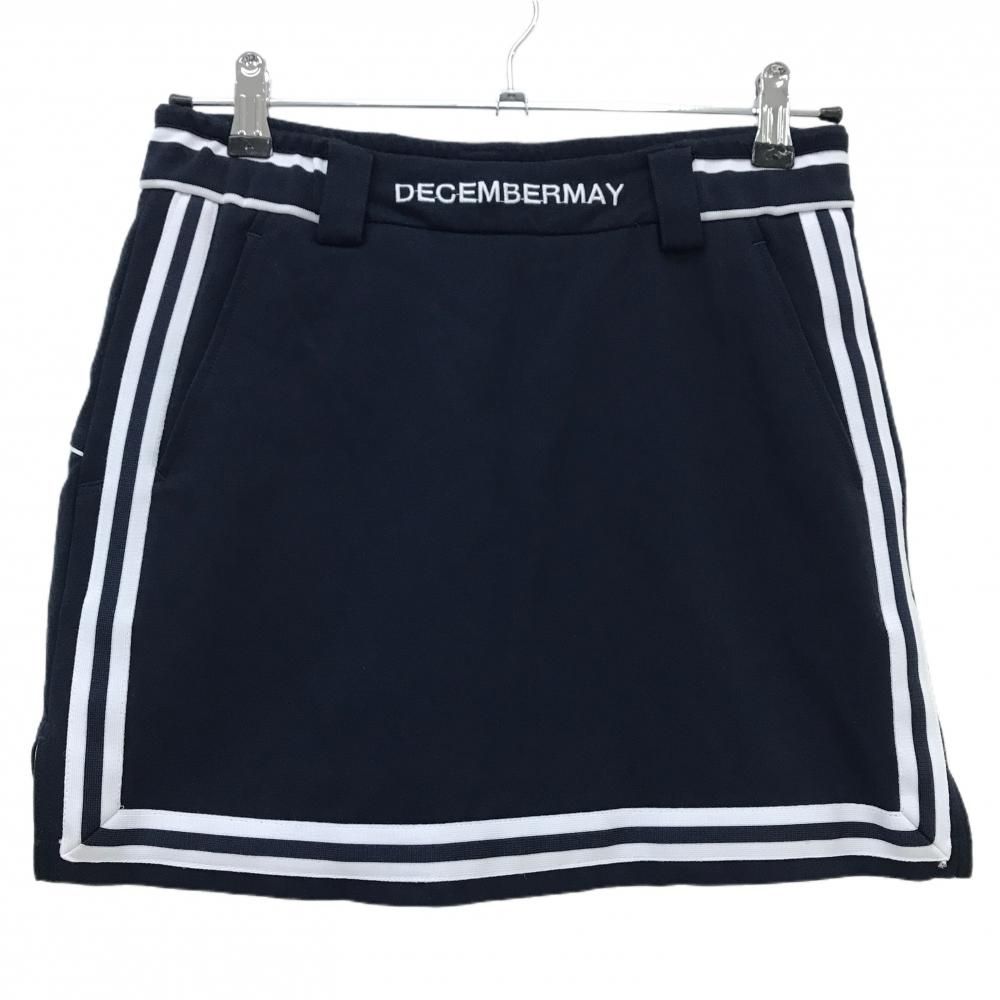 DECEMBERMAY サイドロゴ黒 スカート 超美品】ディセンバーメイ スカート ネイビー×白 ウエストゴム ロゴ