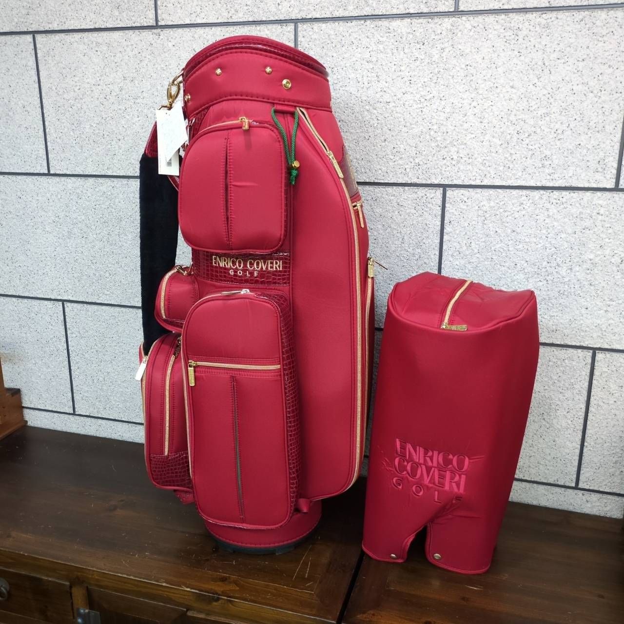 エンリコ・コベリ ENRICO COVERI GOLFクロコダイル　ゴルフバッグ 高級感×機能性】ENRICO COVERI GOLF キャディバッグ フード