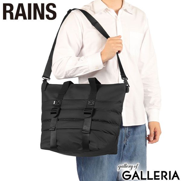 レインズ トートバッグ メンズ レディース 大きめ A4 ファスナー付き RAINS 軽量 軽い 撥水 防水 横 ショルダー 14010 Black