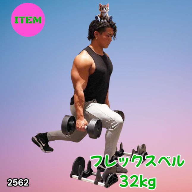 #2562 フレックスベル 可変式 ダンベル 32kg 単品 オールブラック 2kg単位刻み 1秒で重量変化 筋トレ トレーニング オンザニー可能 省スペースで収納可能 ※一部地域離島別途配送料有