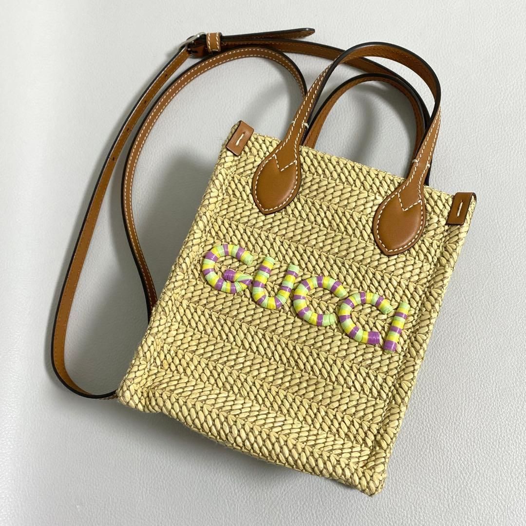 GUCCI / かごバッグ ショルダーバッグ ラフィア ロゴ