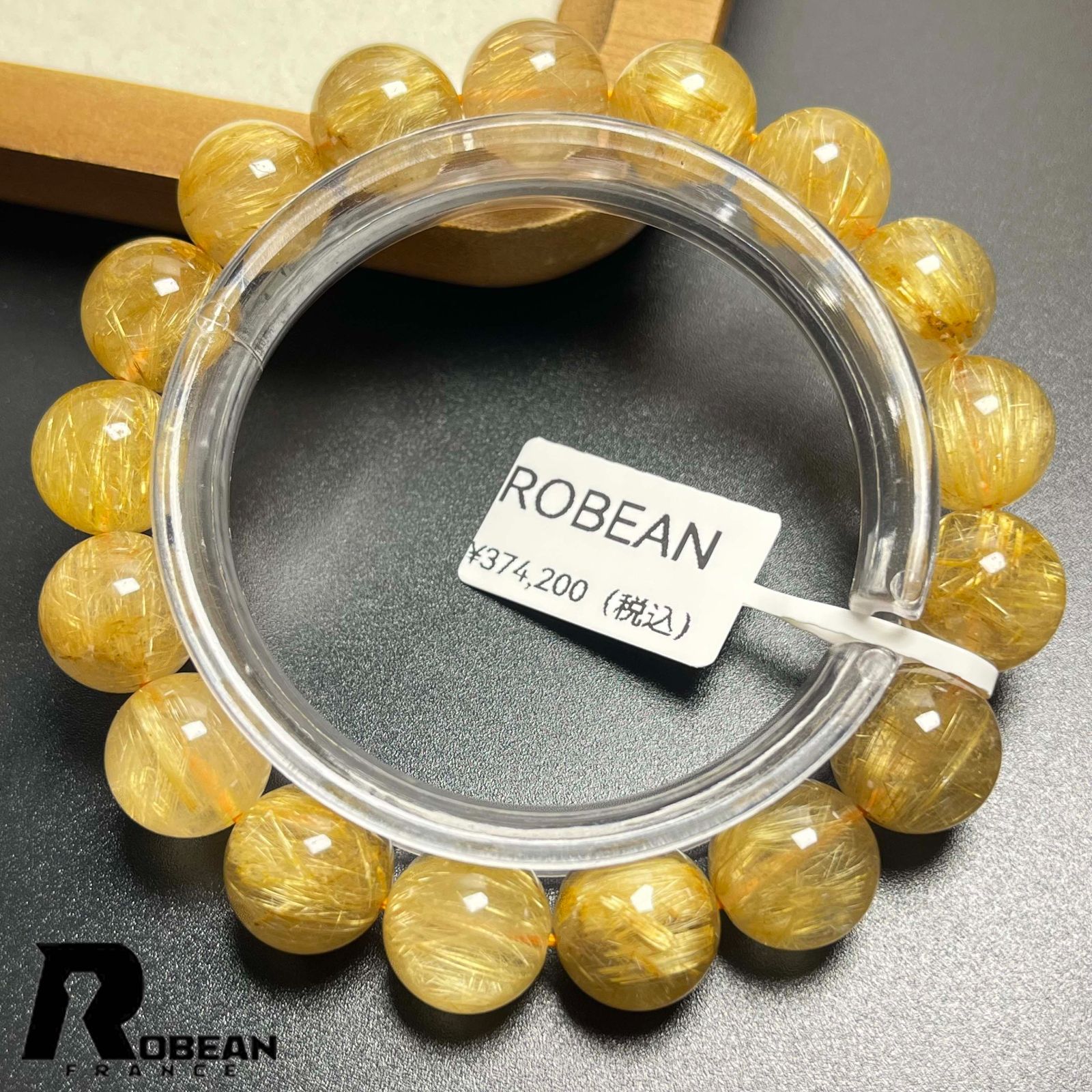【限定一点】EU製★ROBEAN・極!極満針ルチルクォーツ★ブレスレット パワーストーン 天然石 金運 お守りプレゼント 12.3-12.9mm K0529669