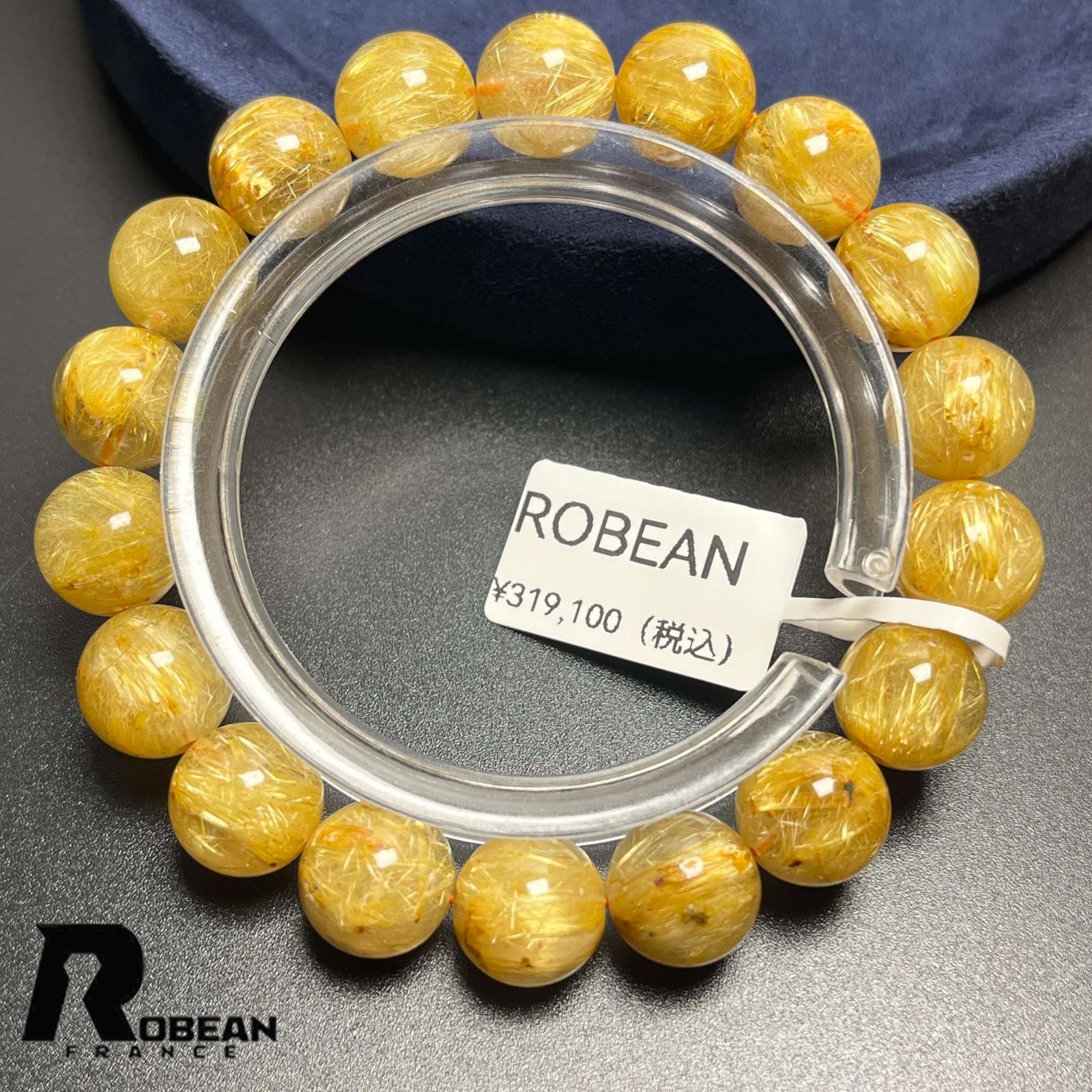 【一点限り】EU製★ROBEAN・極!極満針ルチルクォーツ★ブレスレット パワーストーン 天然石 金運 お守りプレゼント 11.4-11.9mm K0529668