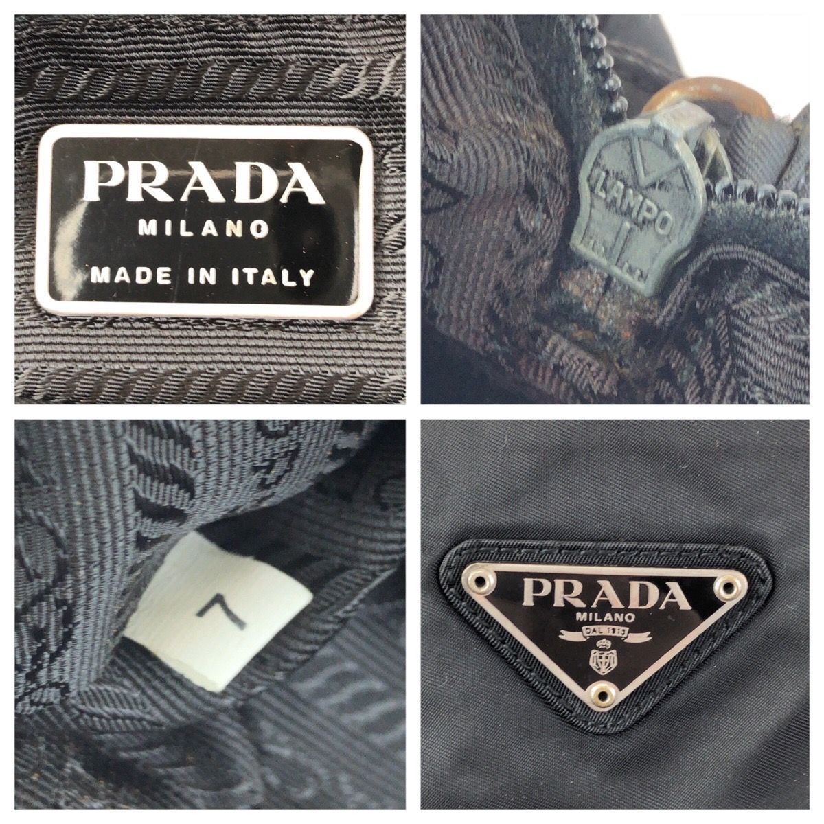 PRADA プラダ テスート 三角ロゴプレート ブラック 黒 シルバー金具